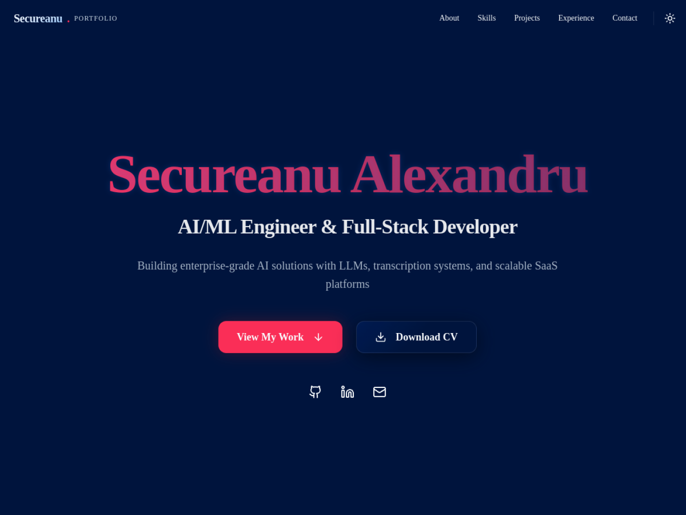 Screenshot of the founder portfolio homepage