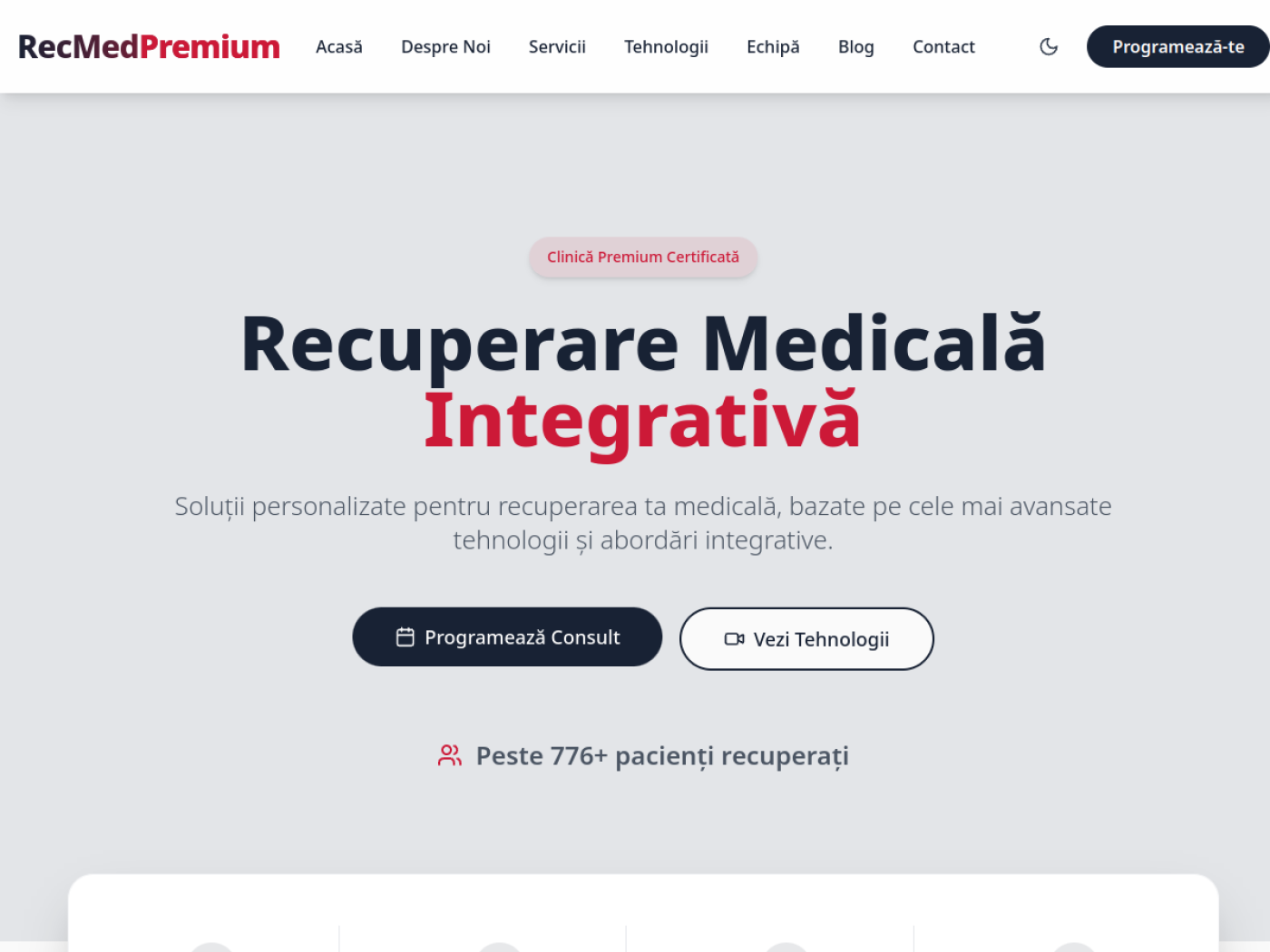 Homepage of the RecMed Premium clinic website