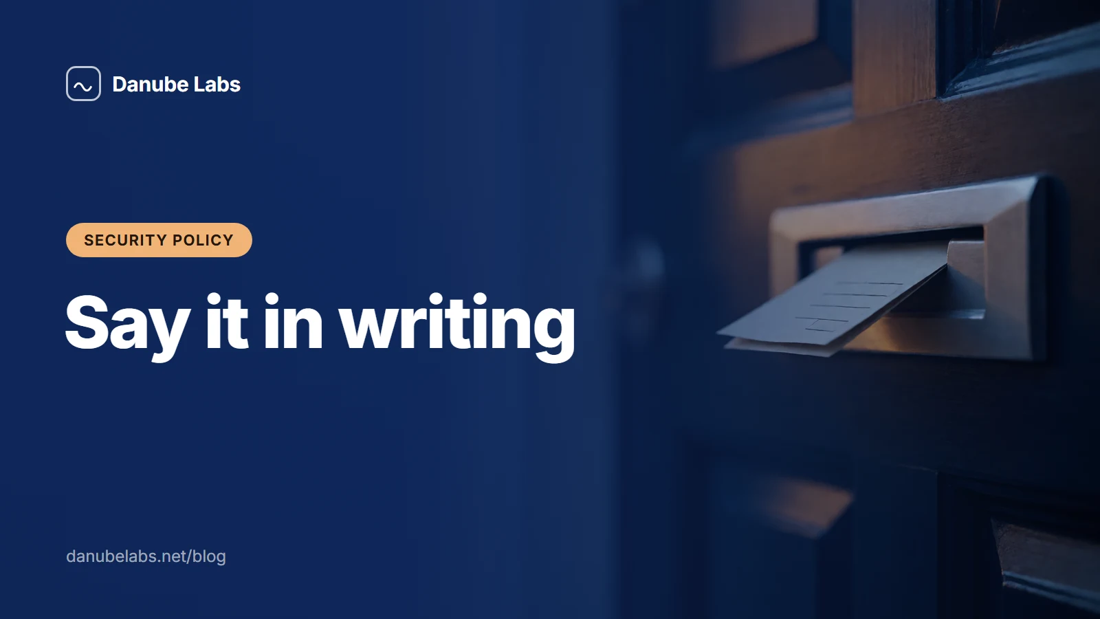 A security.txt file and a one-page disclosure policy on a desk